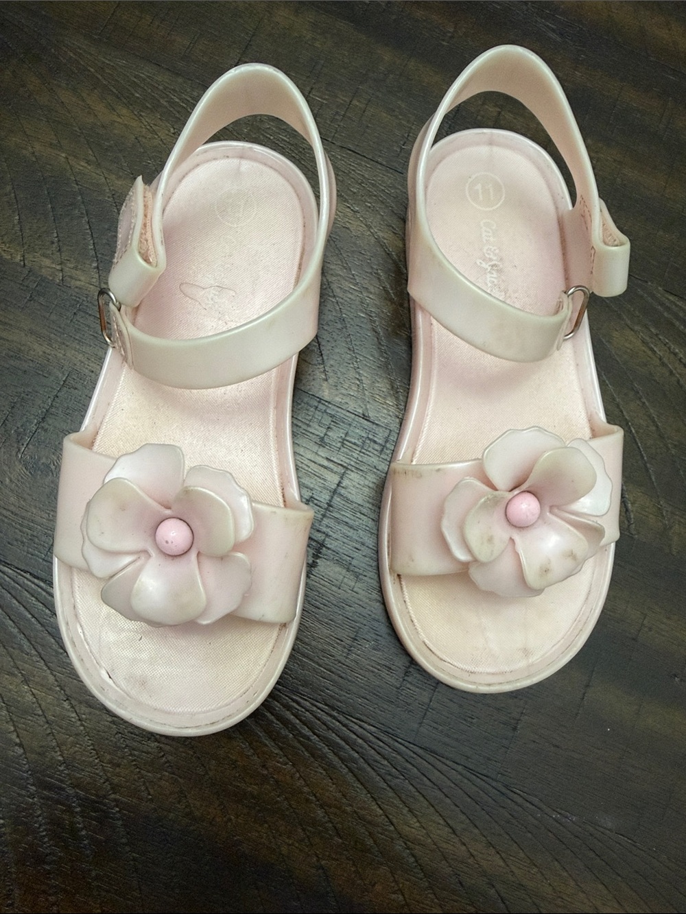 Cat & Jack Light Pink Flower Strap Sandals for Kids